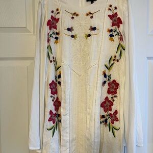 Floral Embroidered White Dress